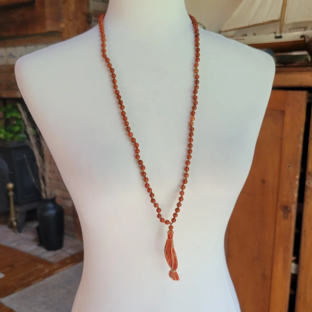 RED JASPER MALA BEADS ZEN NECKLACE WRAP BRACELET